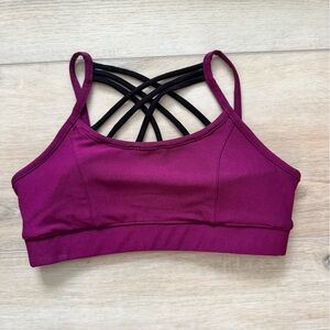 Steve Madden Magenta Sports Bra with Black Straps